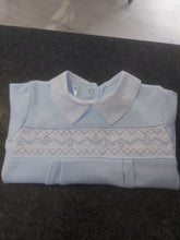 Load image into Gallery viewer, NEW SS24 Spanish Blue Smocked Babygrow 8845