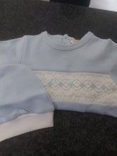 Load image into Gallery viewer, NEW SS24 Spanish Blue/White Smocked Babygrow and hat 15054