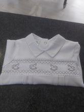 Load image into Gallery viewer, NEW SS24 Spanish White Smocked Rocking Horse Babygrow 8864