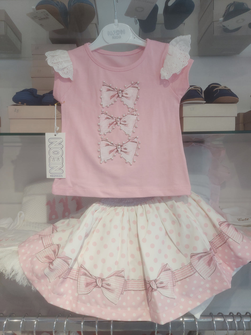 NEW SS24 NeonKids Pink Bow Skirt Set