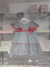 Load image into Gallery viewer, NEW SS24 Foque Girls Navy/Red Checked Dress 2415968