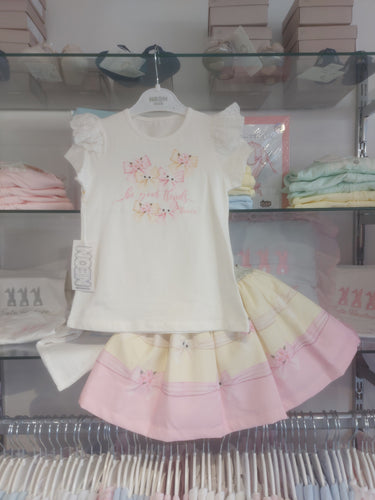 NEW SS24 NeonKids Bow Skirt Set Lemon/Pink