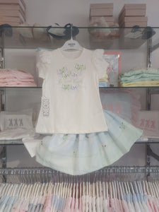 NEW SS24 NeonKids Bow Skirt Set Blue/Mint