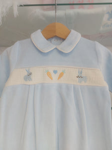 NEW AW24 Spanish Smocked Bunny Babygrow BLUE 13391