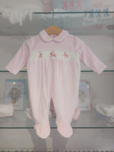 Load image into Gallery viewer, NEW AW24 Spanish Smocked Bunny Babygrow PINK 13382