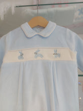 Load image into Gallery viewer, NEW AW24 Spanish Smocked Bunny Babygrow BLUE 13388