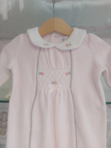 NEW AW24 Spanish Smocked Rose Babygrow PINK 19024