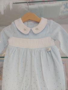 NEW AW24 Spanish Smocked Star Babygrow BLUE 13121