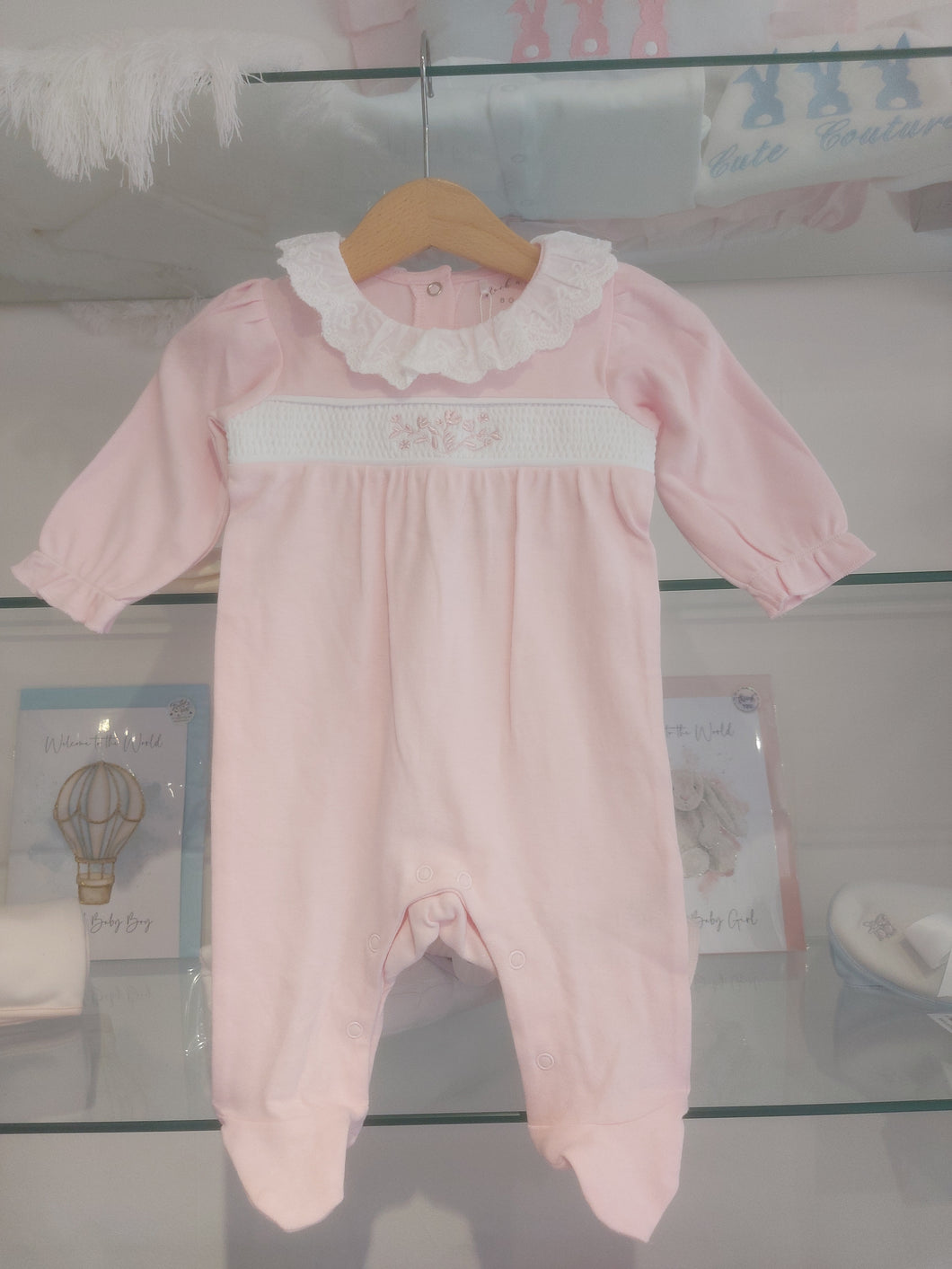 NEW AW24 Spanish Flower Smocked Babygrow PINK 07087