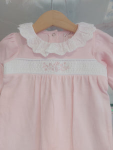 NEW AW24 Spanish Flower Smocked Babygrow PINK 07087