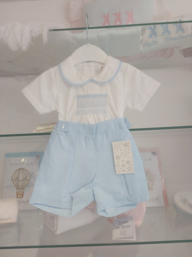 NEW SS24 Boys Spanish Smocked Outfit BLUE