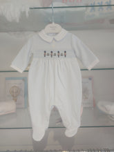 Load image into Gallery viewer, NEW AW24 Blues Baby Blue Velour Smocked Soldier Babygrow BB1418