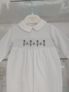 NEW AW24 Blues Baby Blue Velour Smocked Soldier Babygrow BB1418