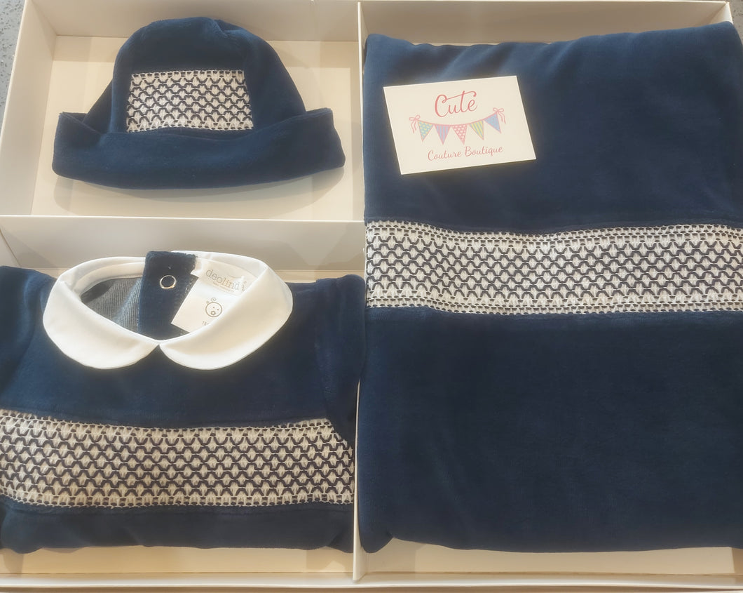 NEW AW24 Deolinda Smocked Hospital Set Navy 242603B