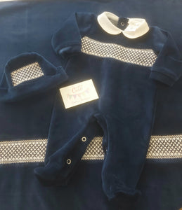 NEW AW24 Deolinda Smocked Hospital Set Navy 242603B