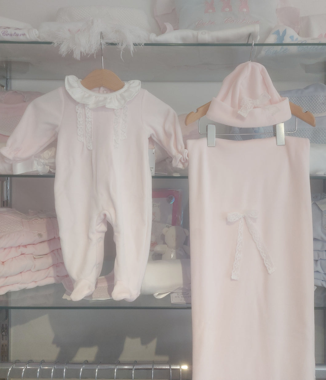 NEW AW24 Deolinda Lace Hospital Set Baby Pink 242605B