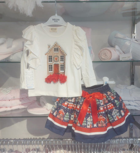 NEW AW24 Neon Kid Festive Skirt Set NAVY