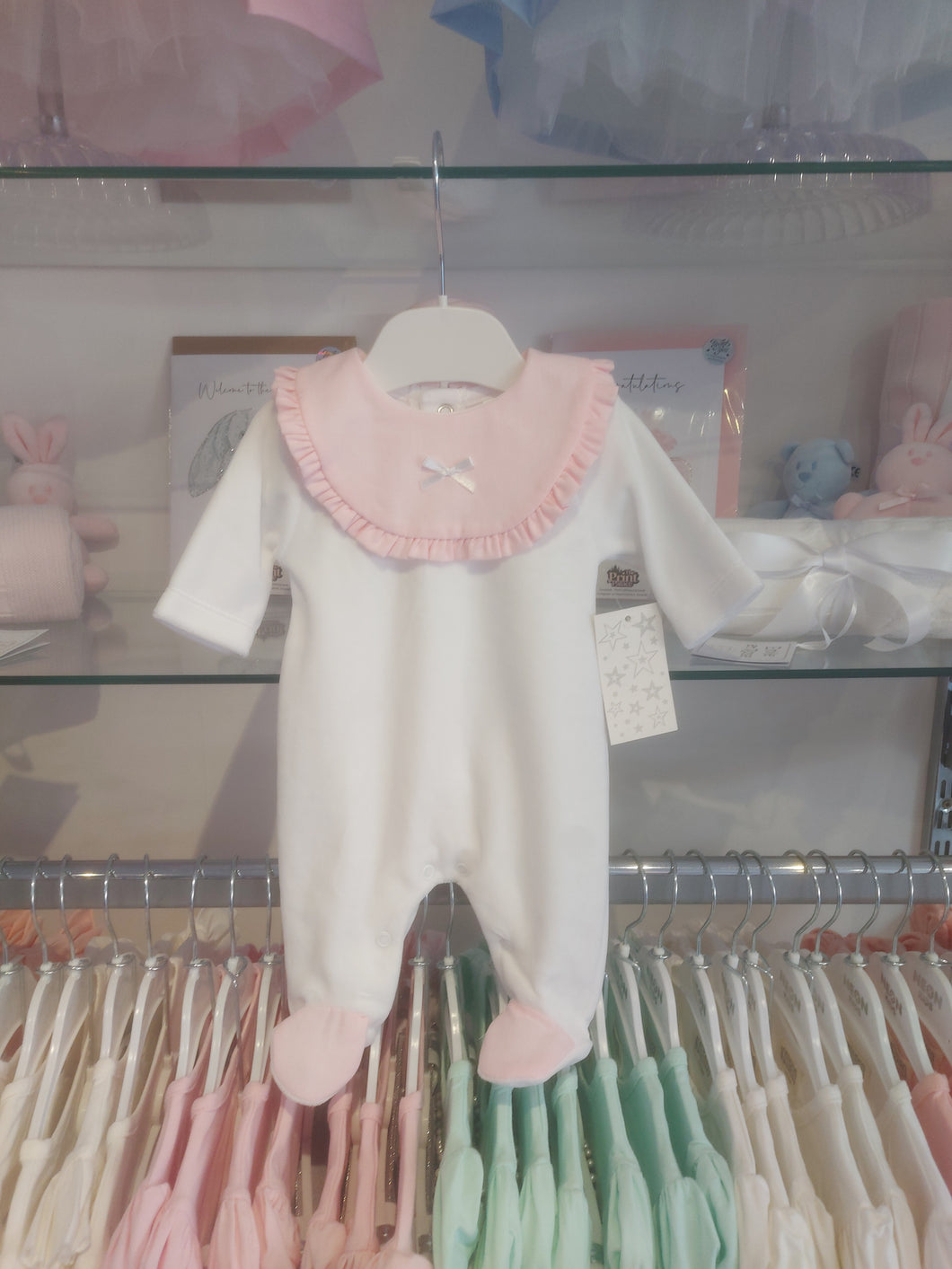 NEW SS25 Spanish Babygrow SG146 White/Pink