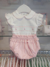 Load image into Gallery viewer, NEW SS25 Spanish Girls Smocked Outfit S21113 White/pink