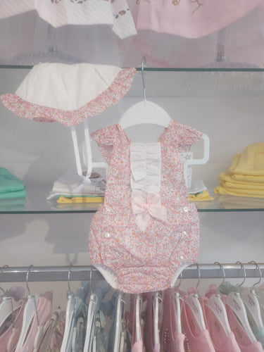 NEW SS25 Spanish Romper with hat Pink floral SG34