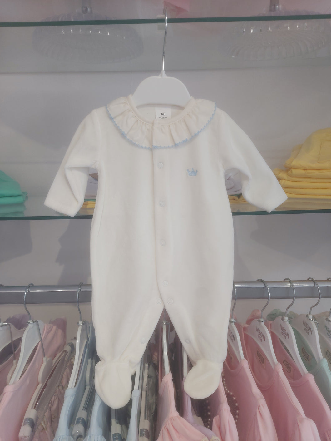 NEW SS25 Spanish crown Babygrow cream/blue 23107