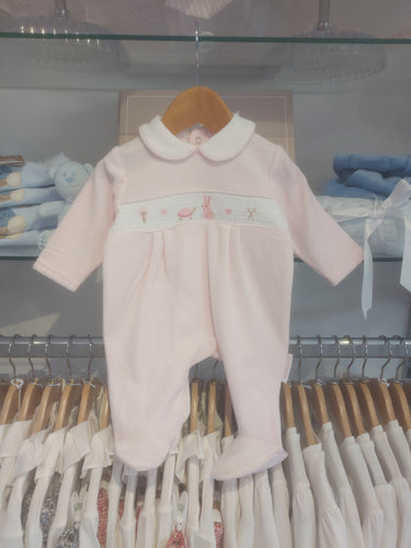 NEW AW25 Smocked Velour Babygrow BW13407