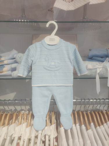NEW AW25 Knitted Rocking Horse Outfit Blue Daniel