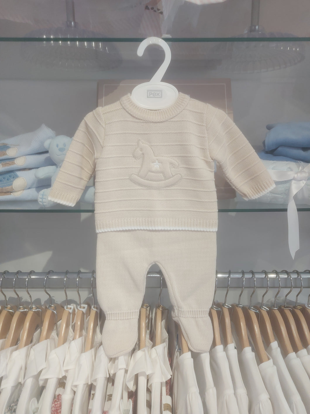 NEW AW25 Knitted Rocking Horse Outfit Natural Daniel