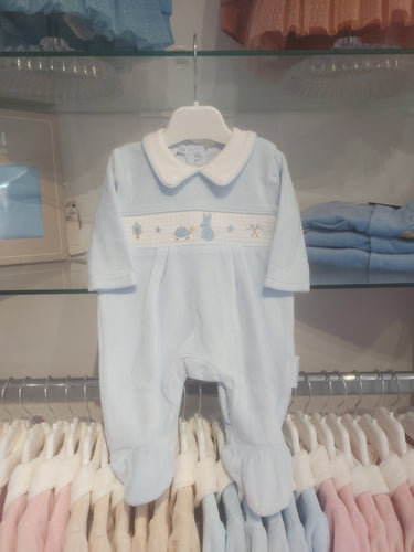 NEW AW25 Blue Velour Bunny Babygrow 402
