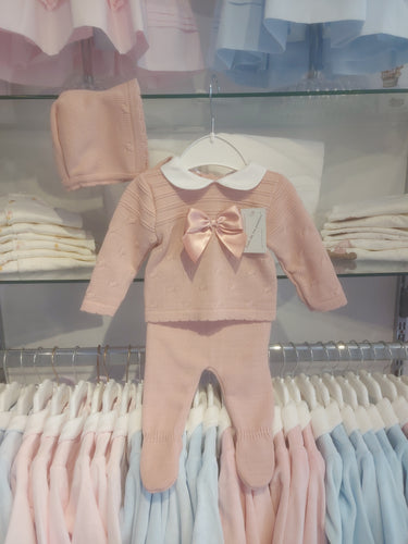 NEW AW25 Dusky Pink Knitted Outfit with Bonnet 1557