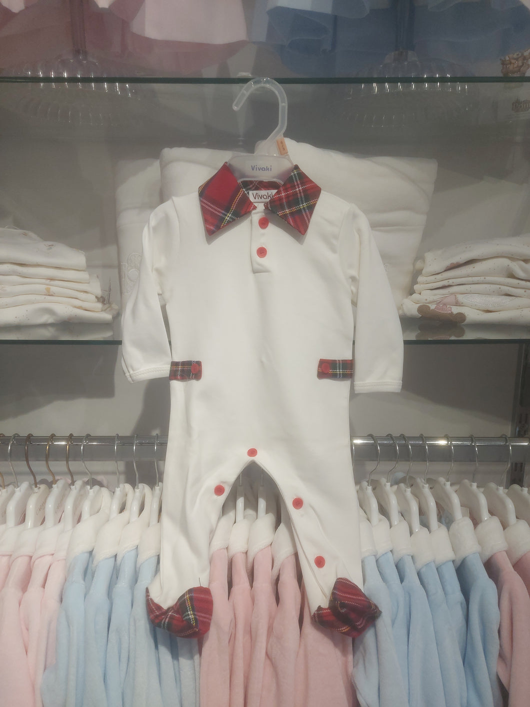 NEW AW25 Boys Tartan Babygrow V1505