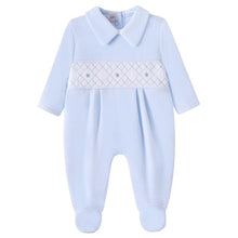 Load image into Gallery viewer, NEW AW26 Boys Blue Star Smocked Babygrow LD009