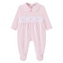 Load image into Gallery viewer, NEW AW26 Girls Pink Floral Smocked Babygrow LD009