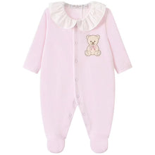 Load image into Gallery viewer, NEW AW26 Girls Pink Velour Teddy Embroided Babygrow LD017