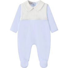 Load image into Gallery viewer, NEW AW26 Boys Blue Classic Collar Babygrow LD012