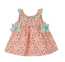 Load image into Gallery viewer, NEW SS24 Calamaro Girls Coral/Green Floral Dress 21257