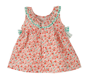 NEW SS24 Calamaro Girls Coral/Green Floral Dress 21257