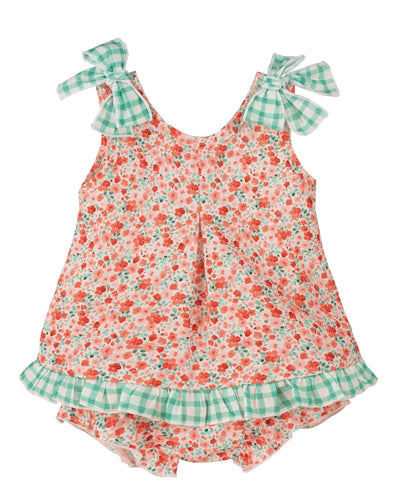 NEW SS24 Calamaro Girls Coral/Green Floral Outfit 22055
