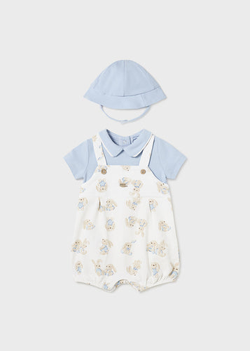 NEW SS24 Mayoral Boys Bunny Romper with Hat Blue/16 1616