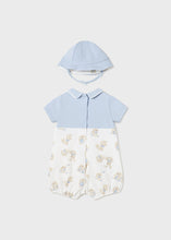 Load image into Gallery viewer, NEW SS24 Mayoral Boys Bunny Romper with Hat Blue/16 1616
