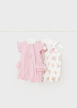 Load image into Gallery viewer, NEW SS24 Mayoral Girls Pack of 2 Bunny Rompers Pink/69 1706