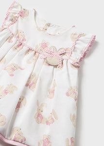 NEW SS24 Mayoral Girls Bunny Dress Pink/34 1807