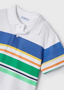 NEW SS24 Mayoral Boys Striped Polo Top Green/76 3104