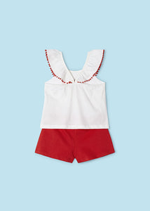 NEW SS24 Mayoral Girls Shorts Set Red/10 3261