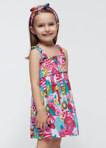 NEW SS24 Mayoral Girls Dress with Headband Pink/16 3947