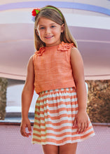 Load image into Gallery viewer, NEW SS24 Mayoral Girls Striped Skirt Set Orange/10 3952