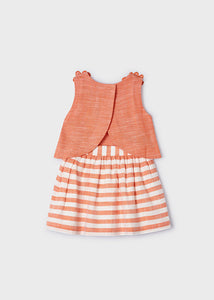 NEW SS24 Mayoral Girls Striped Skirt Set Orange/10 3952