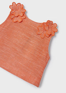NEW SS24 Mayoral Girls Striped Skirt Set Orange/10 3952
