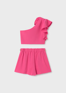 NEW SS24 Abel and Lula Girls Crepe Shorts Set Fuchsia Pink 5272