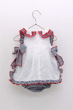 Load image into Gallery viewer, NEW SS24 Foque Girls Navy/Red Checked Baby Dress 2415965